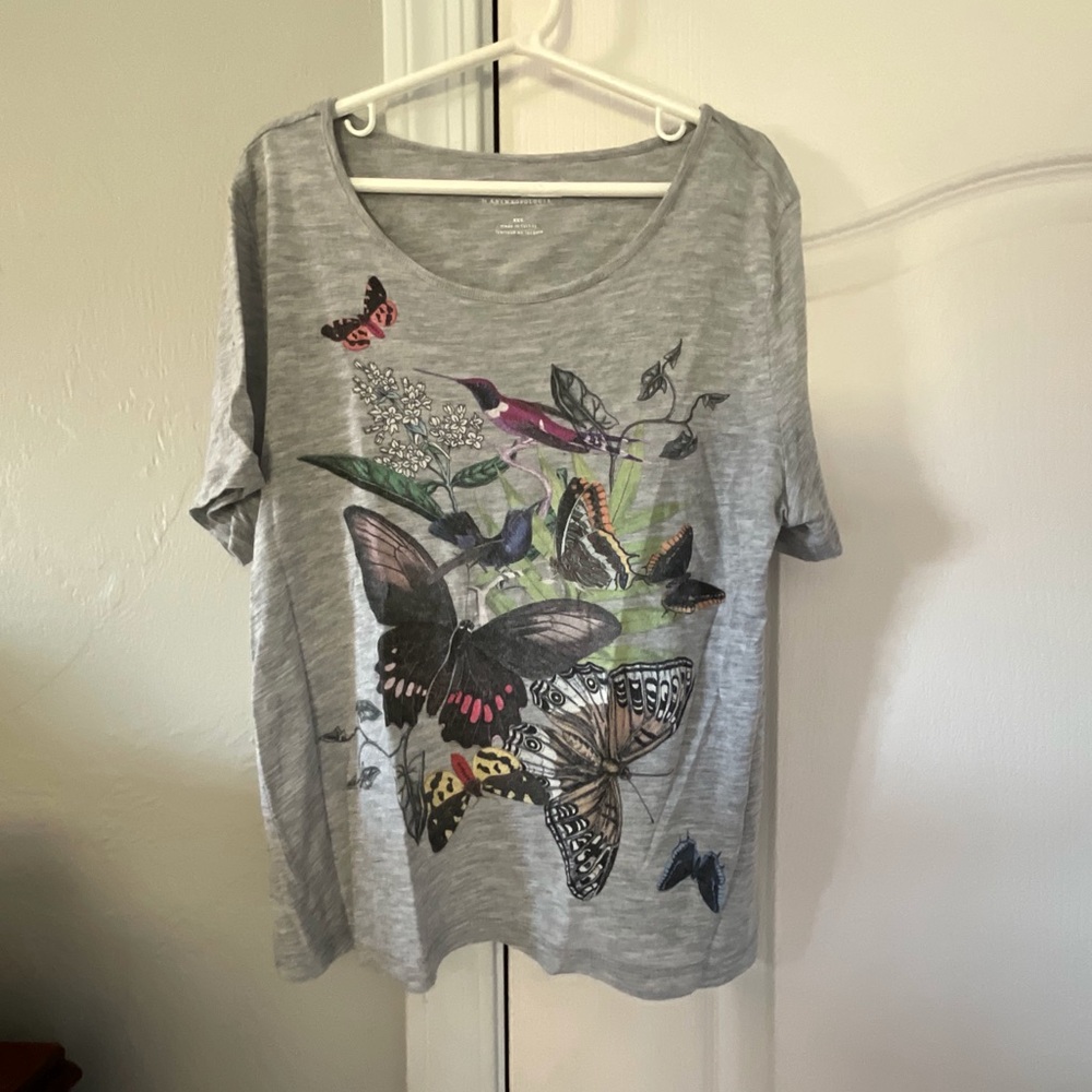 •Grey Butterfly Anthropologie Tee•
